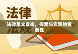 法律条文查询，探索与实践的重要性