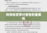 财务收支审计报告的重要性及其核心职能作用解析