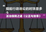 行政诉讼时效，公正与效率的法治保障之道