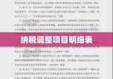 纳税调整项目明细表，揭示财税管理的核心要点与策略解析