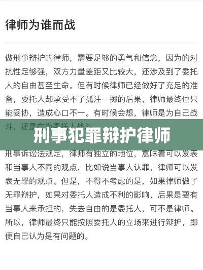 刑事犯罪辩护律师，正义的重量与责任担当的挑战之路  第1张