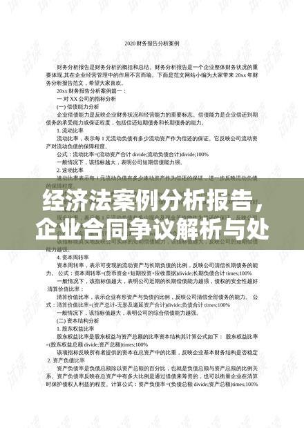 经济法案例分析报告，企业合同争议解析与处理方法探讨  第1张