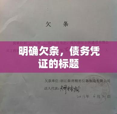 明确欠条，债务凭证的标题  第1张