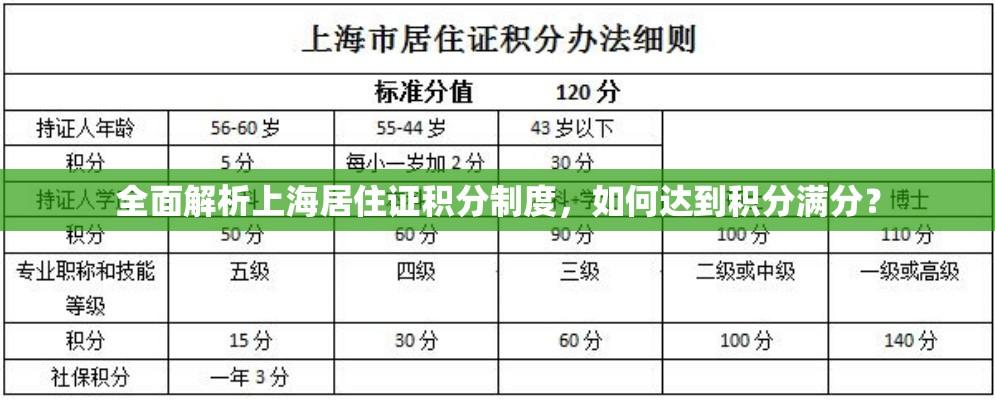 全面解析上海居住证积分制度，如何达到积分满分？  第1张