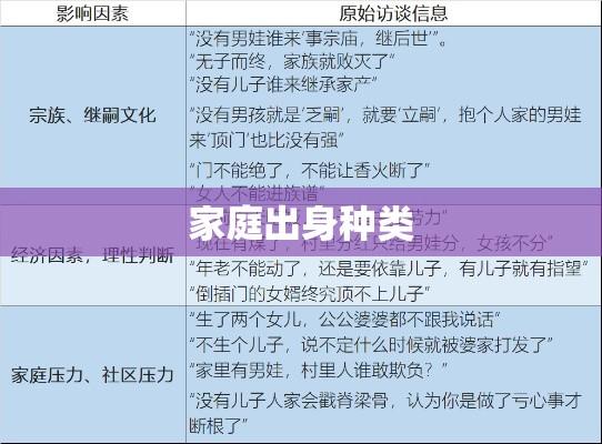 家庭出身种类及其深远影响分析  第1张