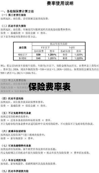 保险费率表，解读及应用指南  第1张