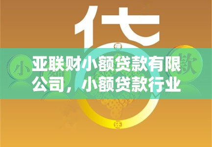 亚联财小额贷款有限公司，小额贷款行业新标杆引领者  第1张